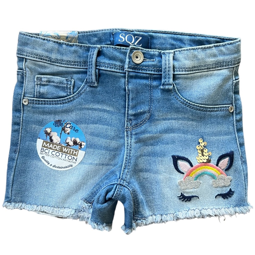 SQZ Girl Blue Denim Stretch Shorts. Retail $28. NWT Size 5